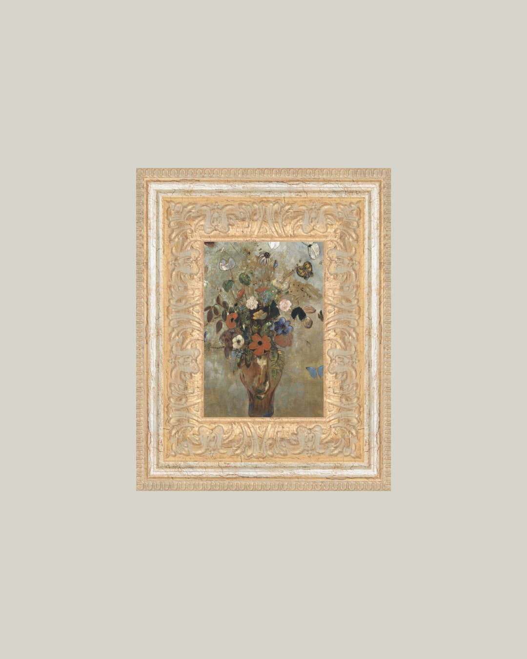 Flower Vase + Butterflies Framed Art