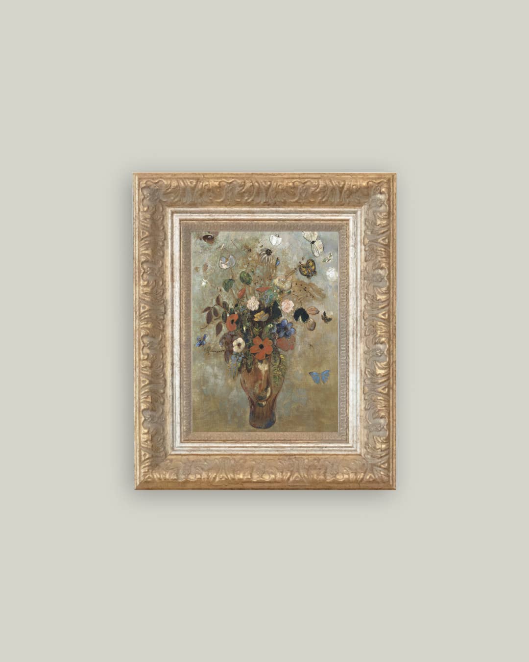 Flower Vase + Butterflies Framed Art