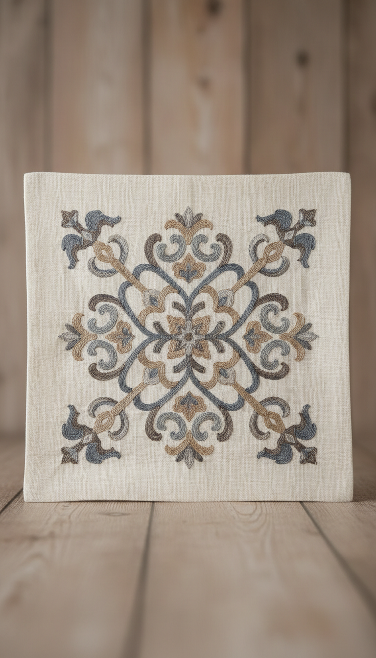 Embroidered Linen Throw