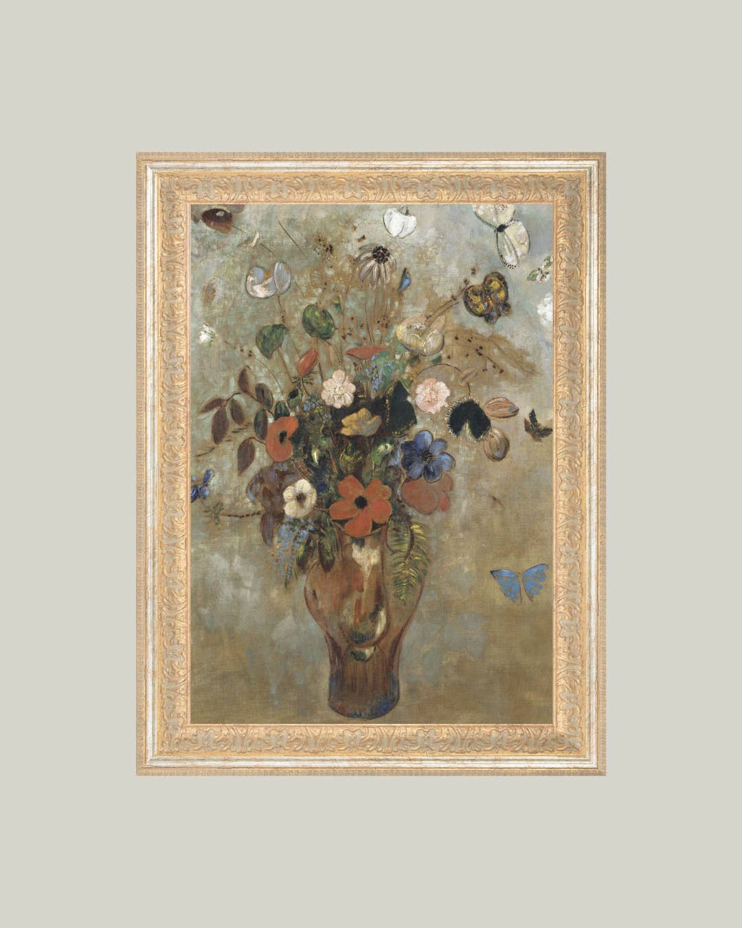 Flower Vase + Butterflies Framed Art