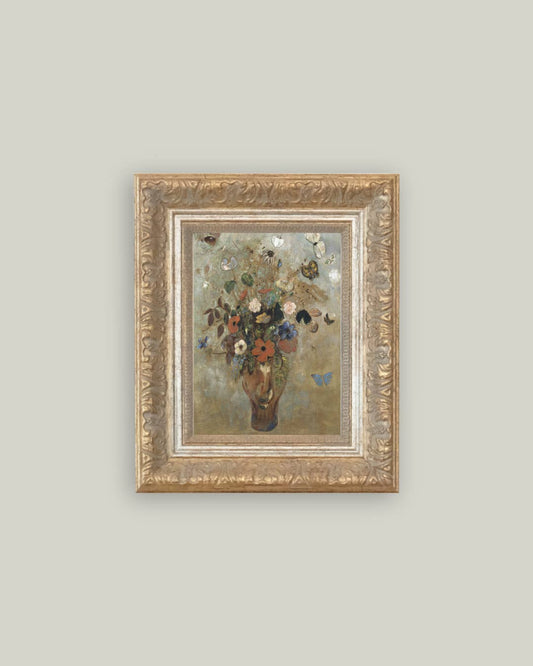 Flower Vase + Butterflies Framed Art