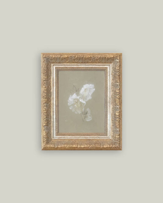 Sage + White Flowers Framed Art