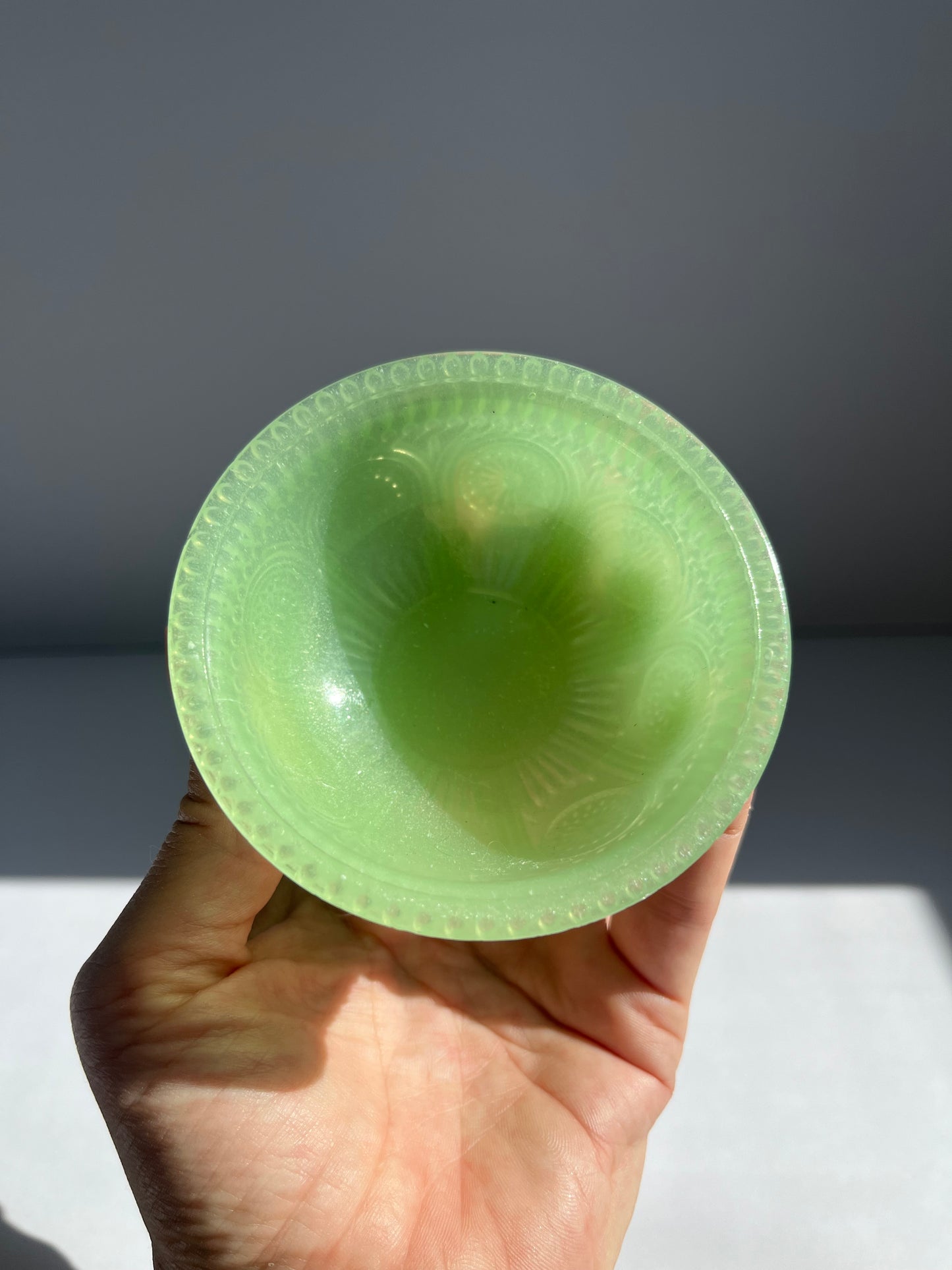Embossed Jadeite Bowl